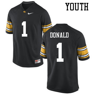 Youth #1 Nolan Donald Iowa Hawkeyes College Football Jerseys Sale-Black - Click Image to Close